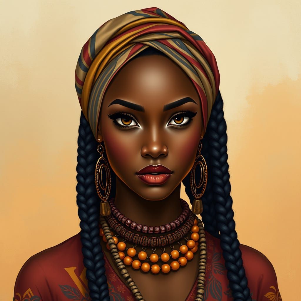 Sophisticated Woman Portrait with Ombre Braids