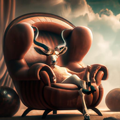 Antelope Lounging in Cantaloupe Chair: Digital Painting