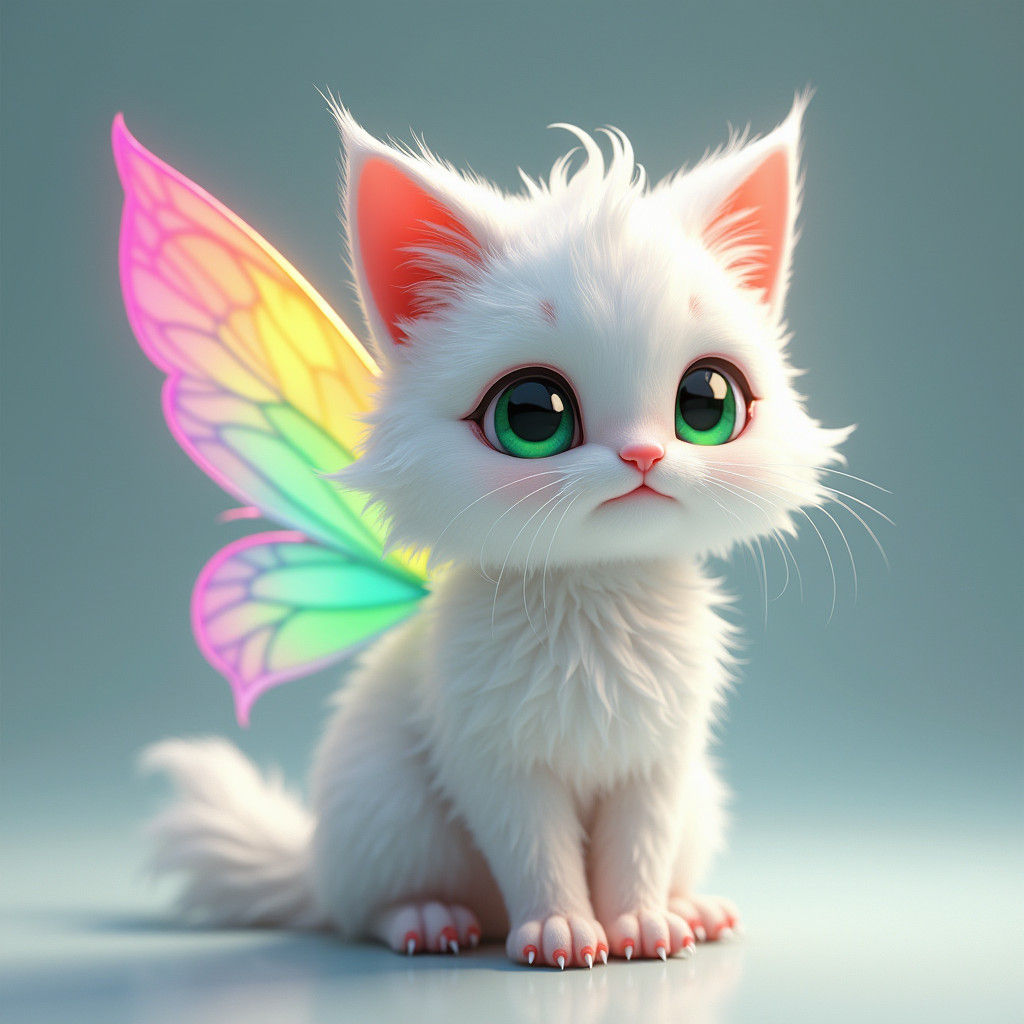 Rainbow Winged Cat: 3D Anime Art