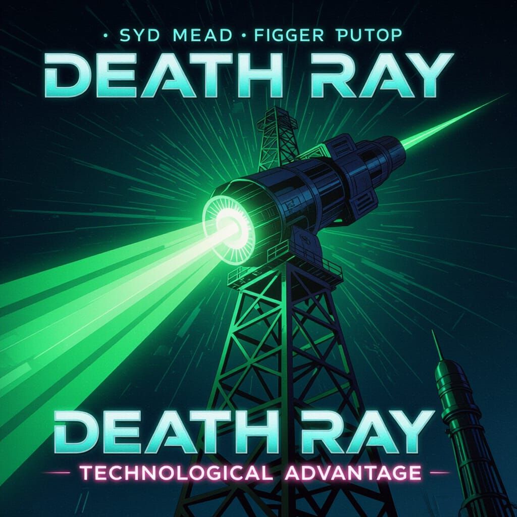 Futuristic Metal Tower Radiating a Green Ray
