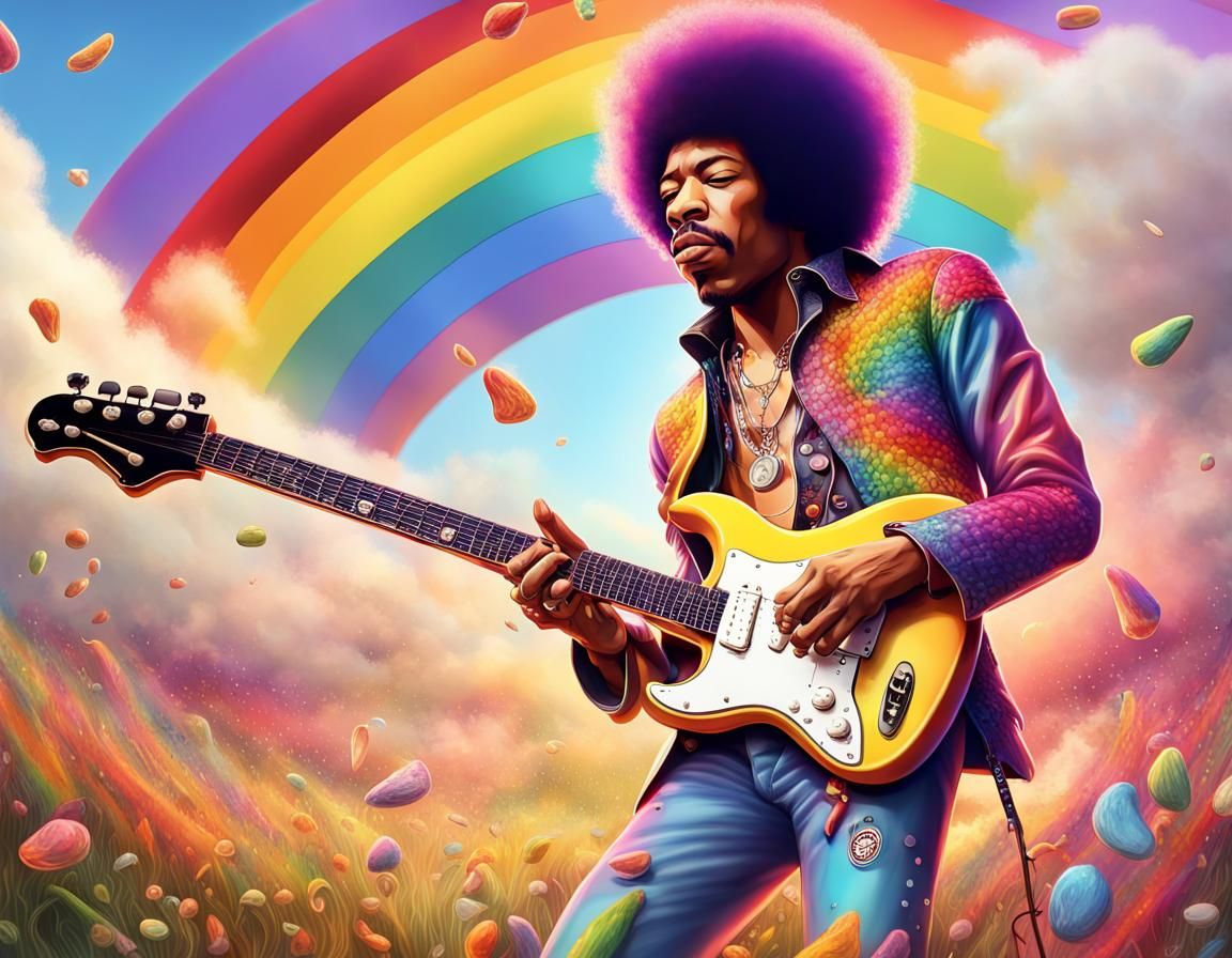 Guitar Hero Burns Guitar in Candy Land Art