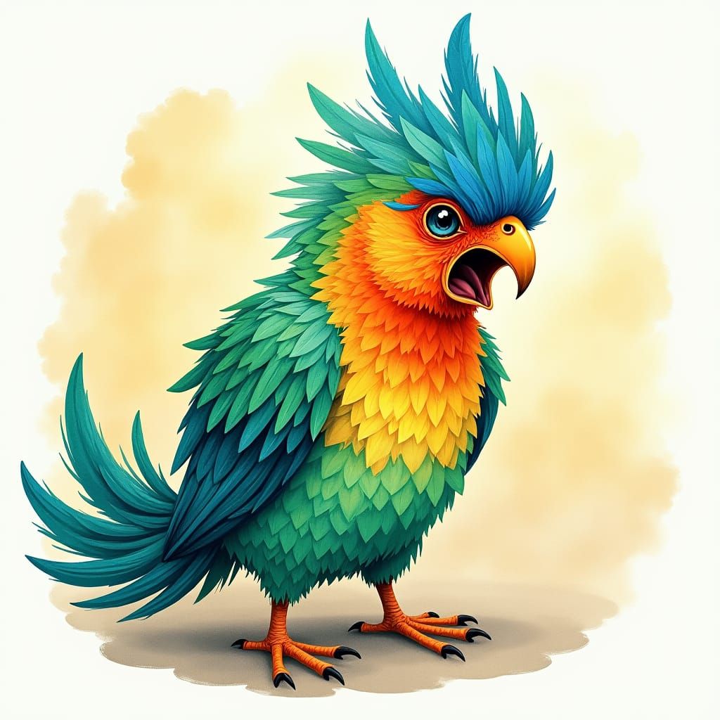 Colorful Angry Bird Illustration