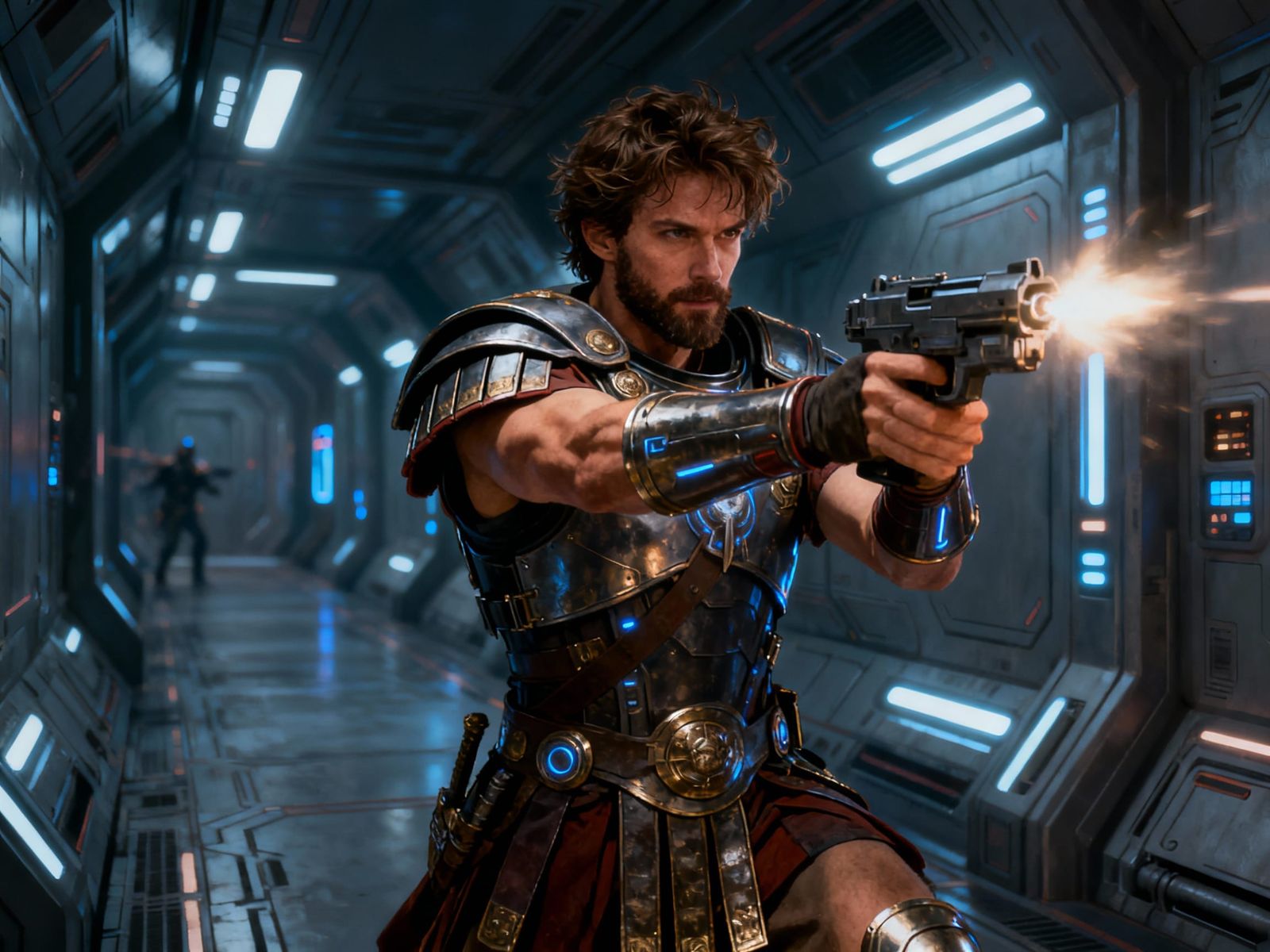 Sci-Fi Security Chief in Roman-Inspired Armor