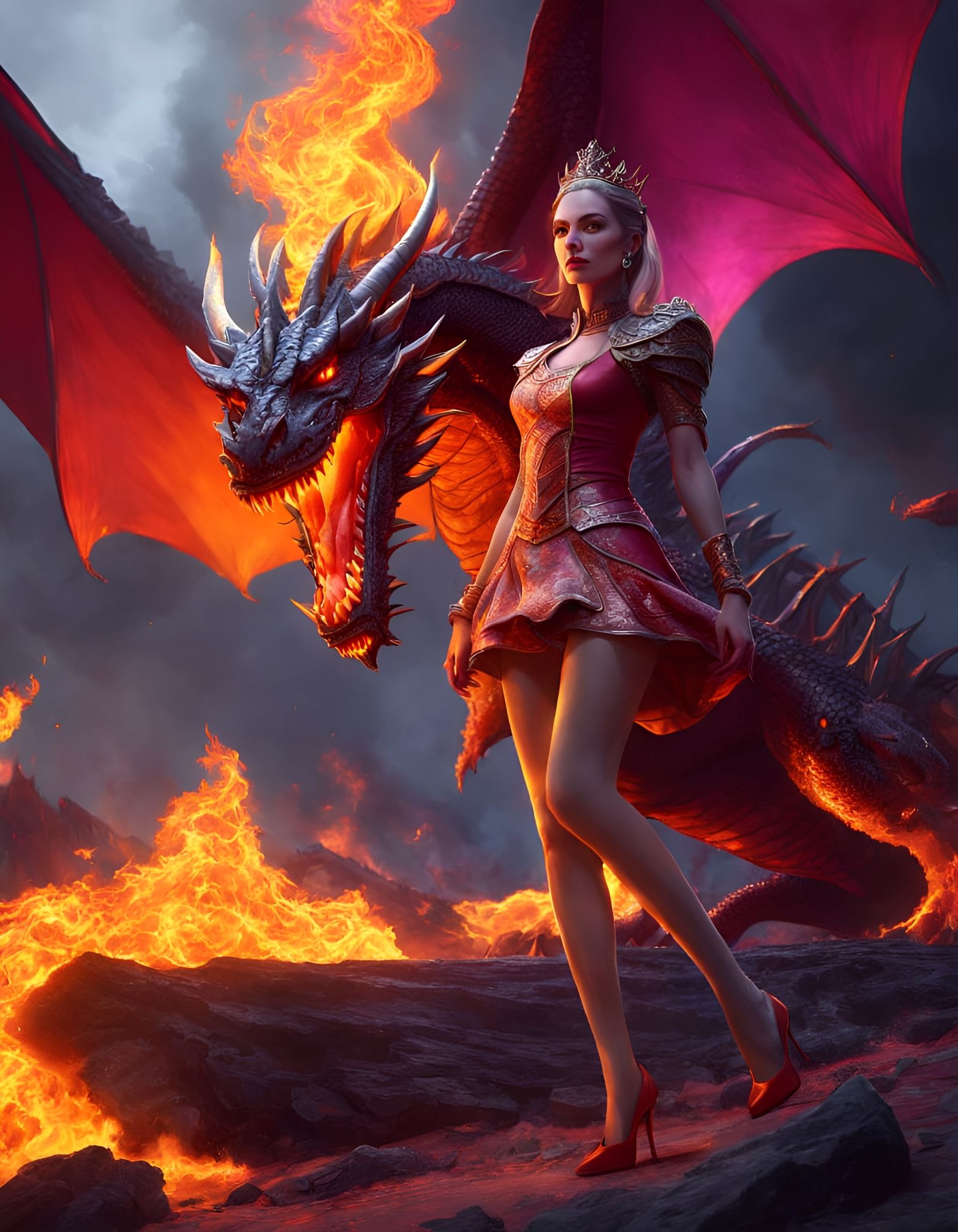 Fiery Queen and Dragon in Smoldering Inferno