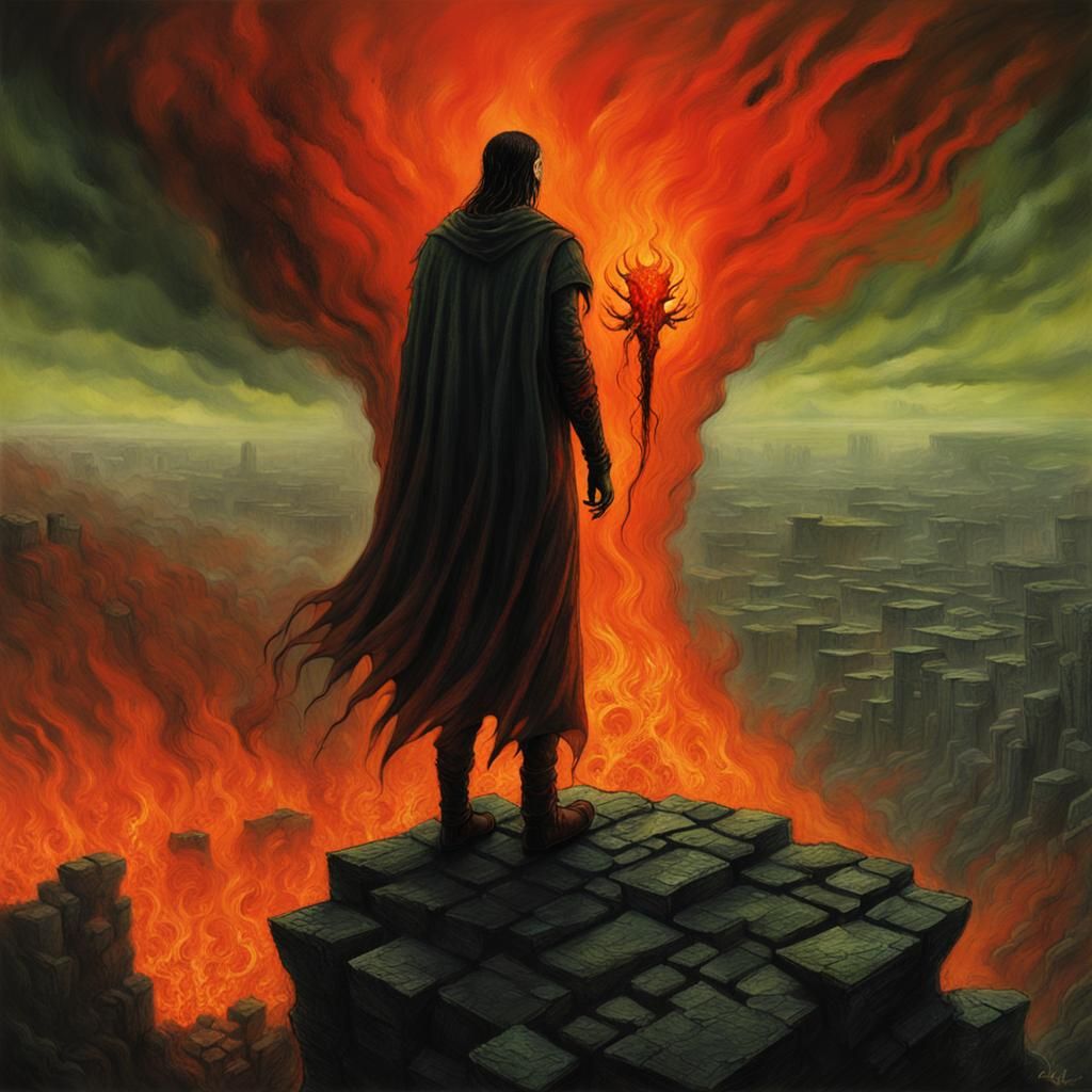 Dark Fantasy Ireland Inferno in Ominous Orange