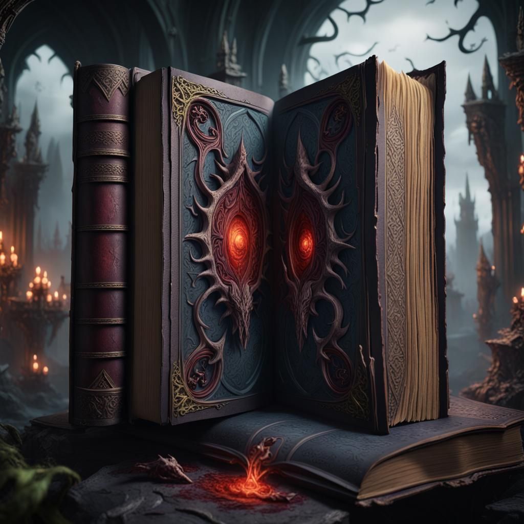 Demonic Dark Fantasy Book: Detailed Matte Painting