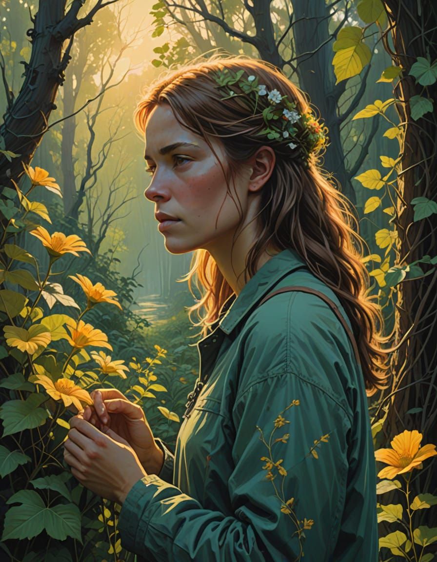 Ethereal Dreamer in Lush Greenery