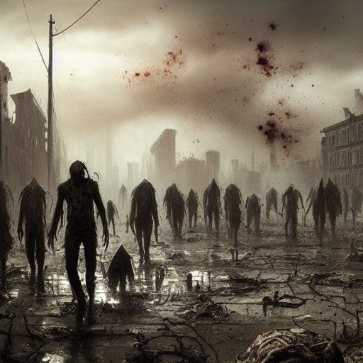 Sinister Zombies in Apocalyptic Wasteland