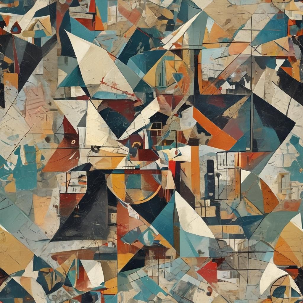 Cobblestone Street in Provence in Cubist Style