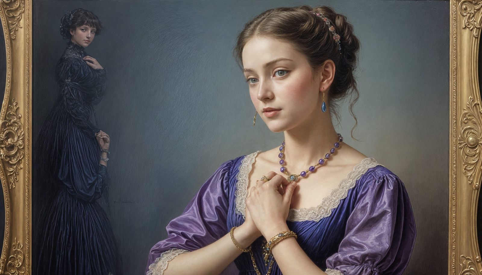 Elegant Victorian Lady in Rich Velvet and Lace