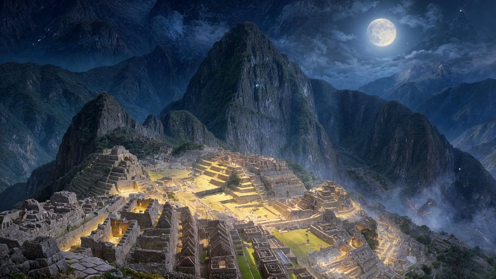 Machu Picchu Valley Aglow Under Dreamy Night Sky