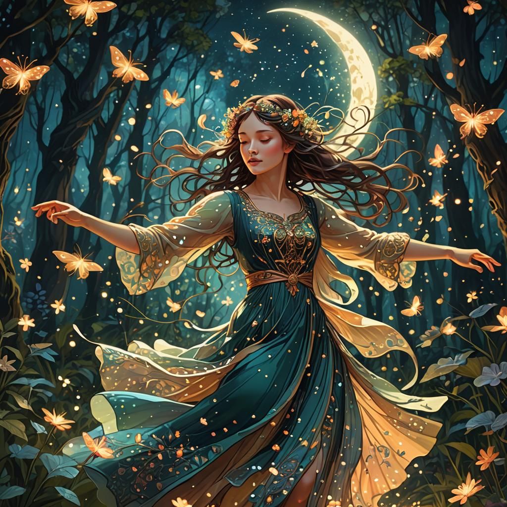 Moonlit Dance in Hyper-Realistic Digital Art