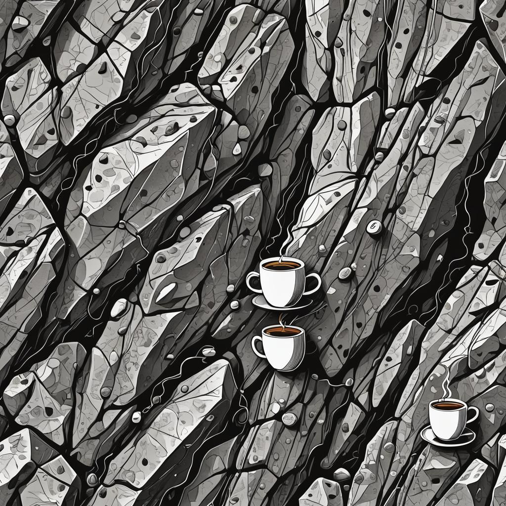 Intricate Line Art: Rock Climbing and Coffee