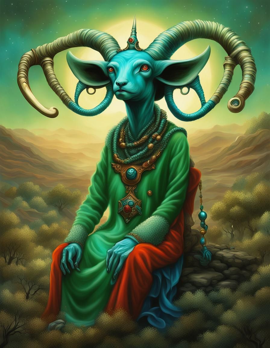 Green Fantasy Creature in Fantasycore Style