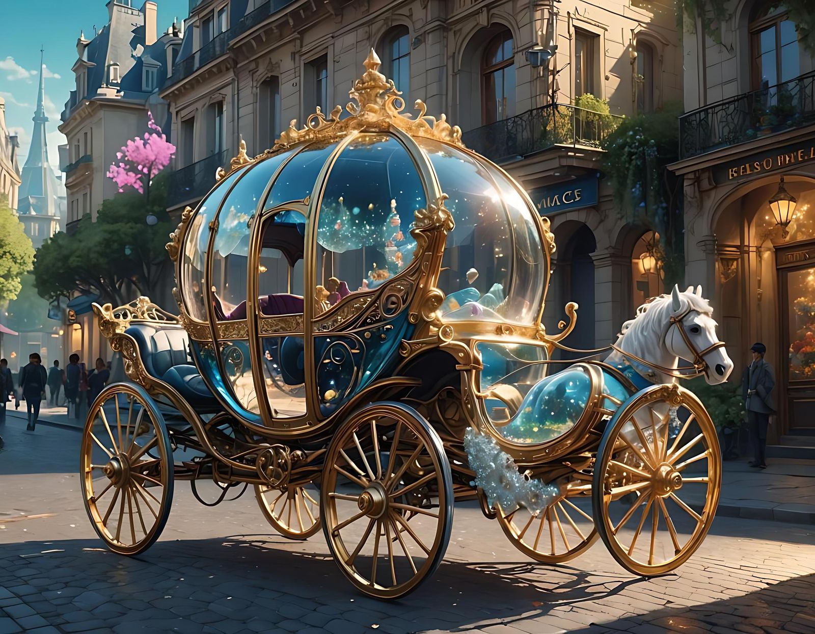 Reflective Crystal Carriage on Fantasy Road