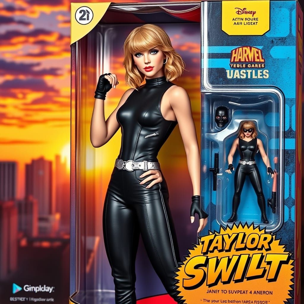 Taylor Swilt in an action figure box