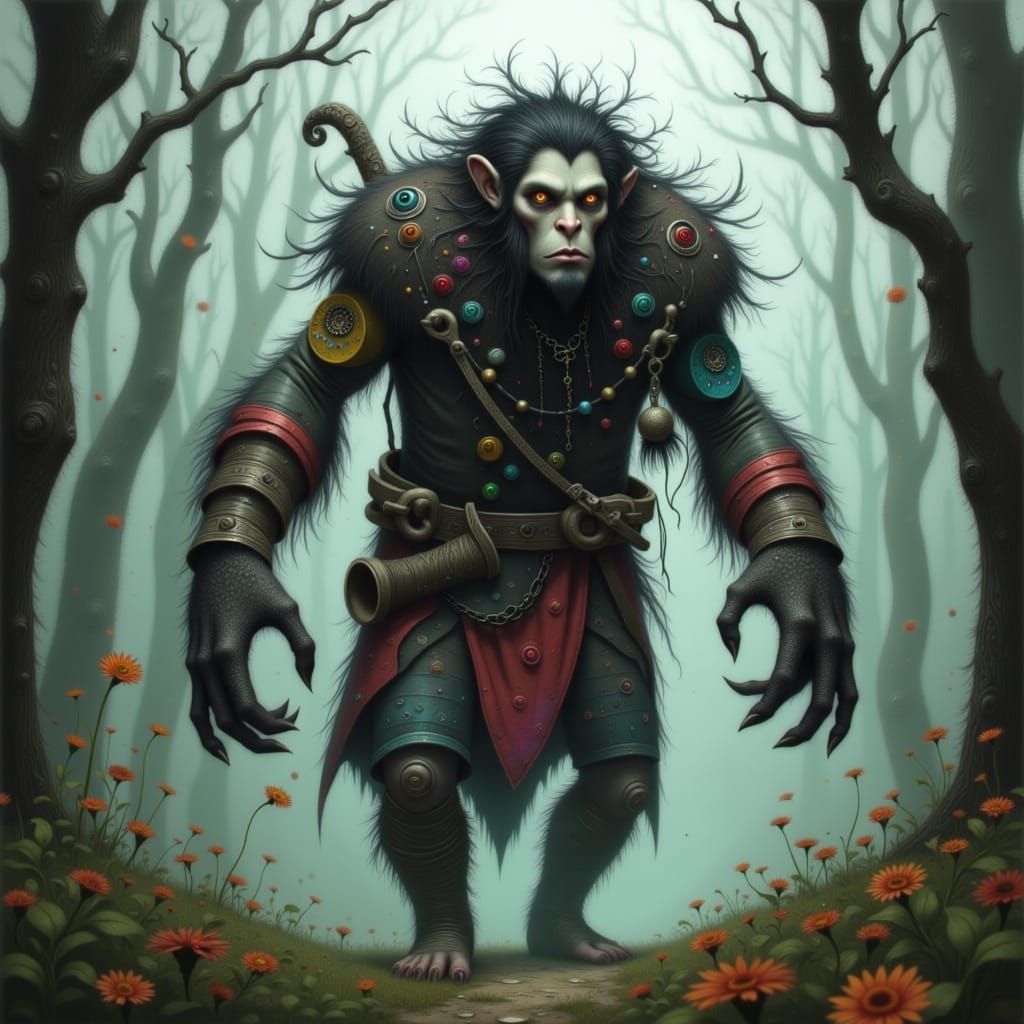 Mystical Skunk Ape in Misty Forest