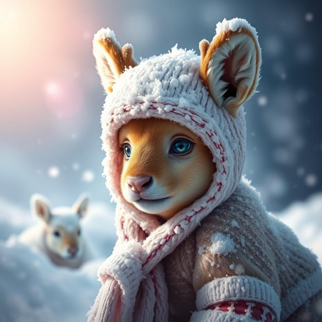 Adorable Baby Antelope Covered in Snow