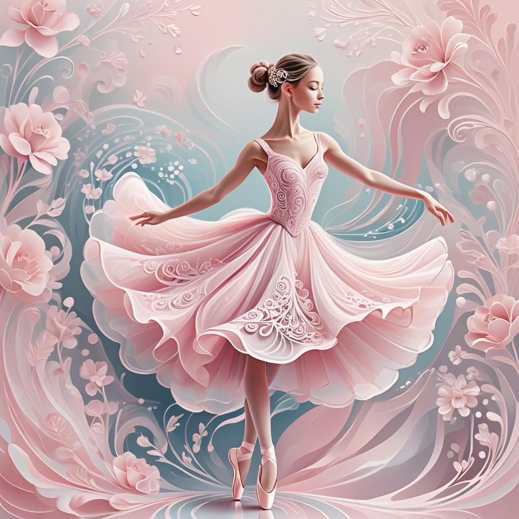 Elegant Ballerina Swirling in Abstract Vector Art