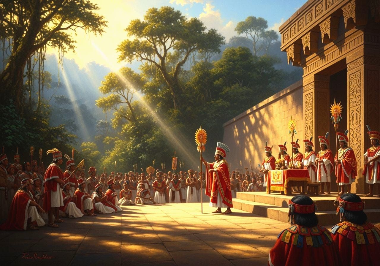 Inca High Priest Leads Inti Raymi Ceremony in Sunlit Rainfor...