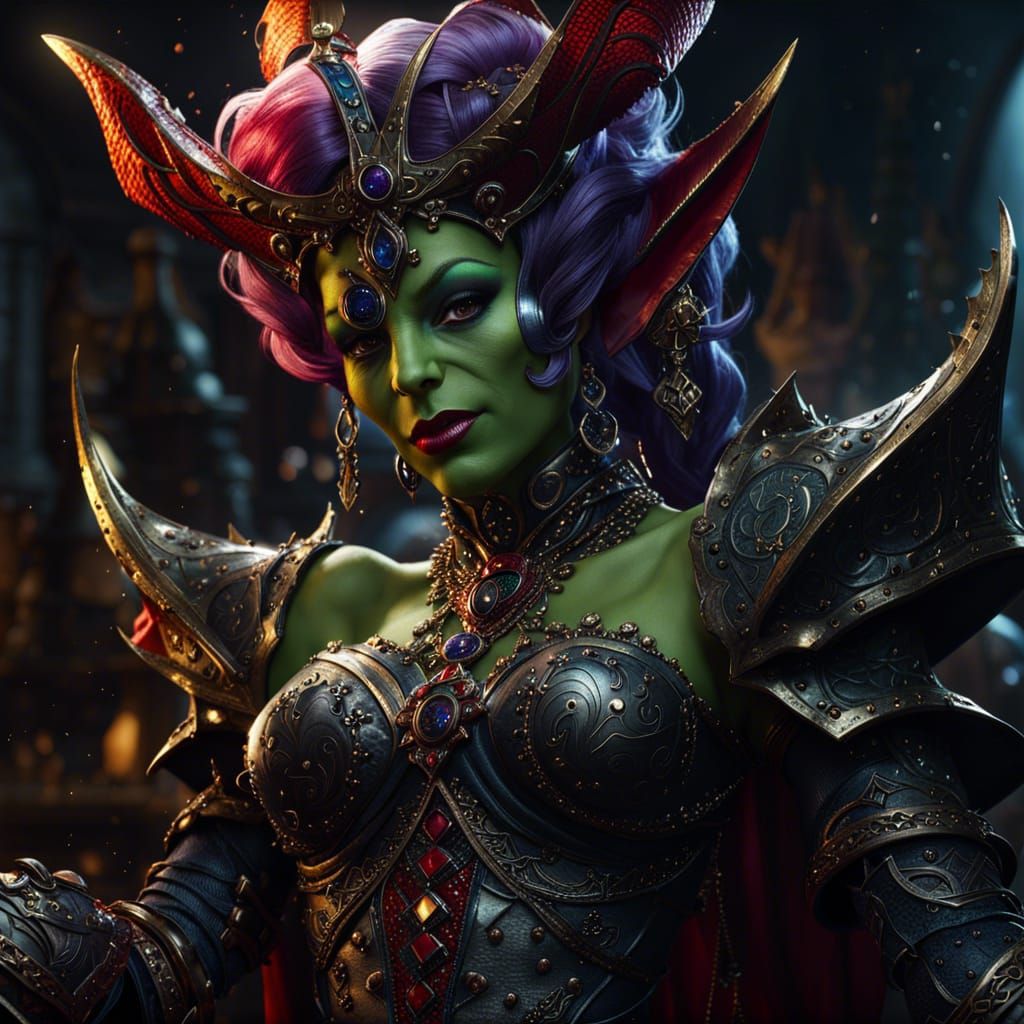 Detailed Evil Goblin Queen in Dark Fantasy Style
