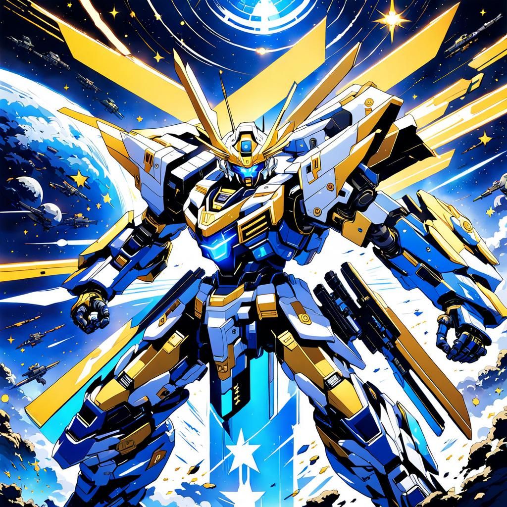 Anime Star Mecha in Ukiyo-e Style