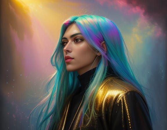 Surreal Grunge Oil Painting with Spectral Aura