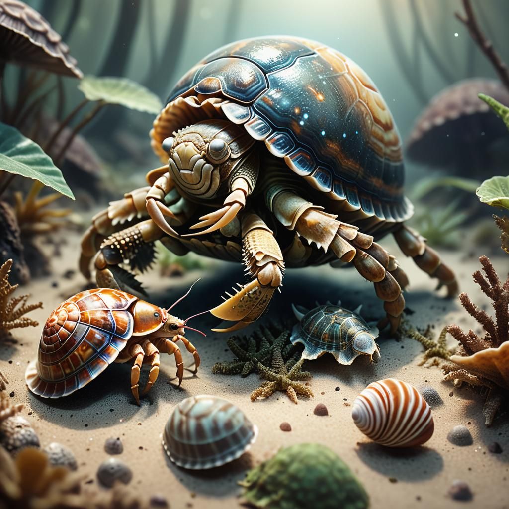 Alien Hermit Crab on Exoplanet in Digital Art