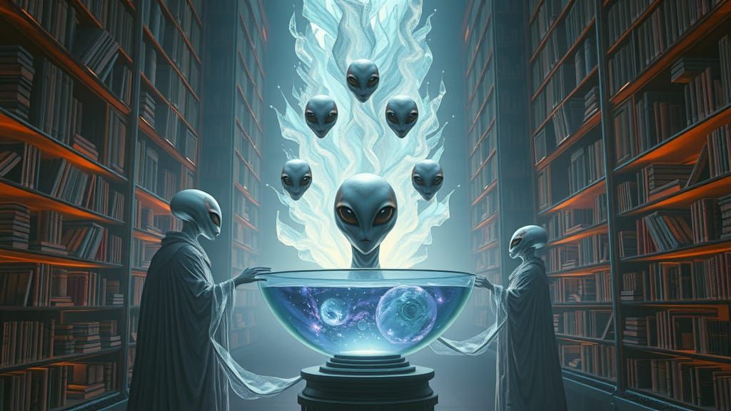 Cyberpunk Library of Ancient Knowledge