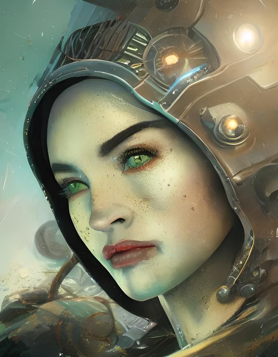 Steampunk Elf Wizard Portrait in Cyberpunk Style