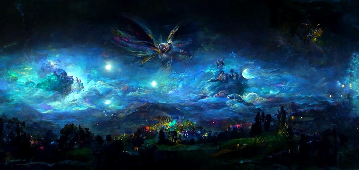 A moth flying in the night