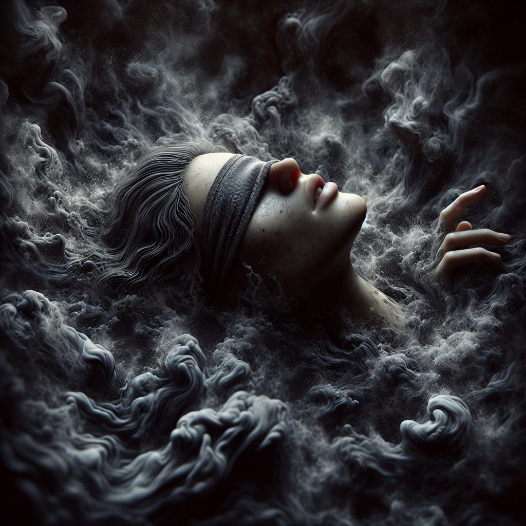 Mysterious Woman Emerging from Murky Depths