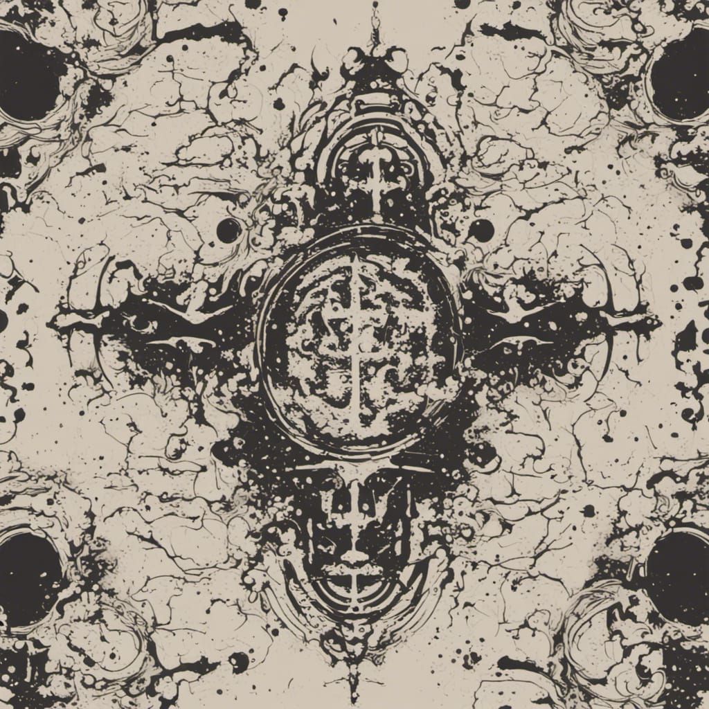 Symmetrical and asymmetrical, mathperfect, mystifying, elaborate, ink blots like the Rorschach Test. Bitcoin logo subtle