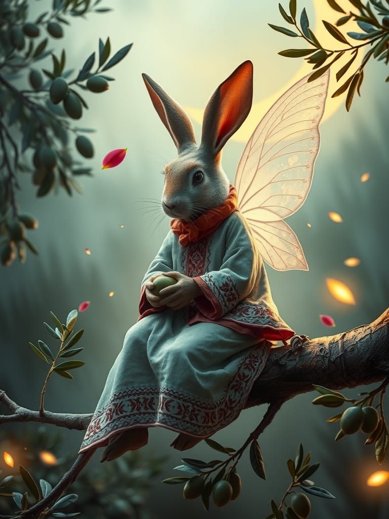 Enchanting Rabbit Fairy in Olive Tree Grove