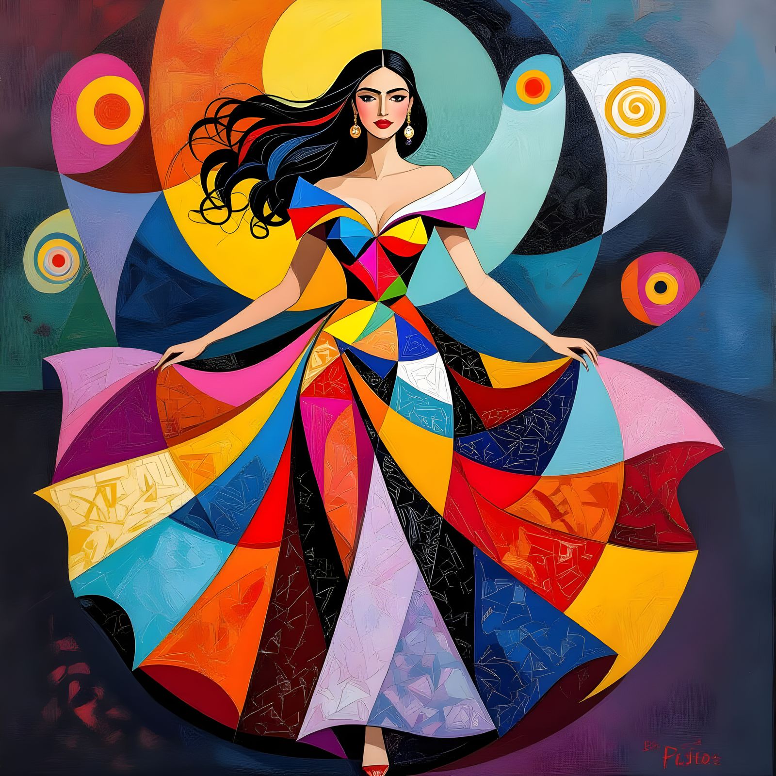 Colorful Abstract Portrait in Picasso Style