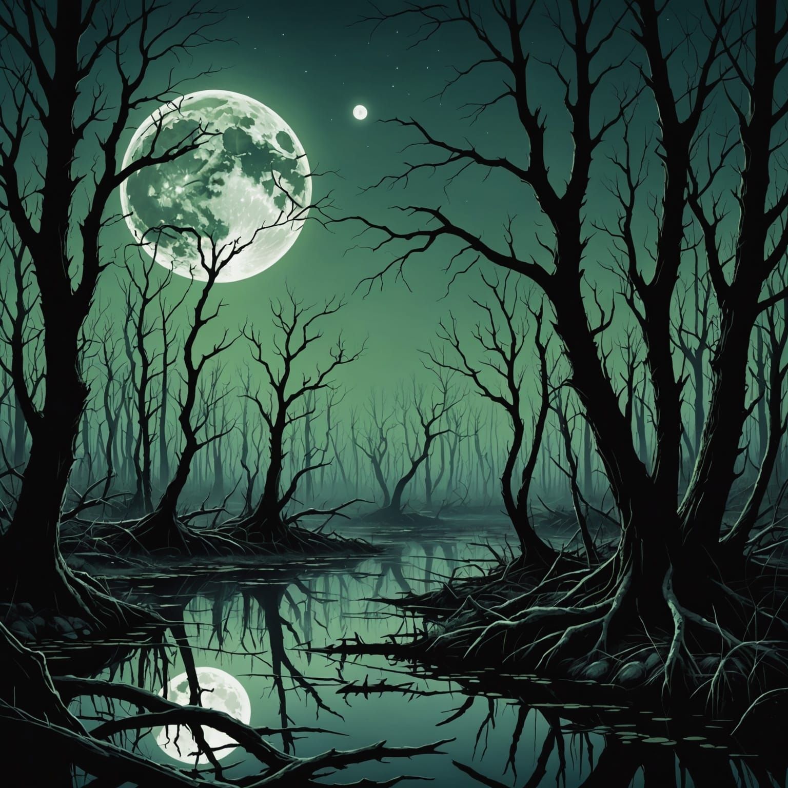 Mysterious Swamp Creature Emerges Under Full Moon