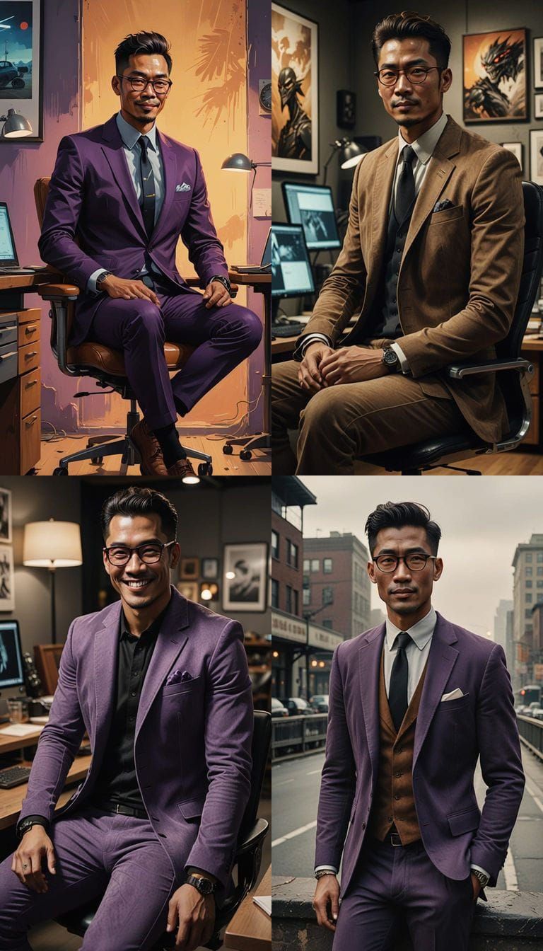 Stunning Portrait of a Handsome Indonesian Man in a Suede Su...