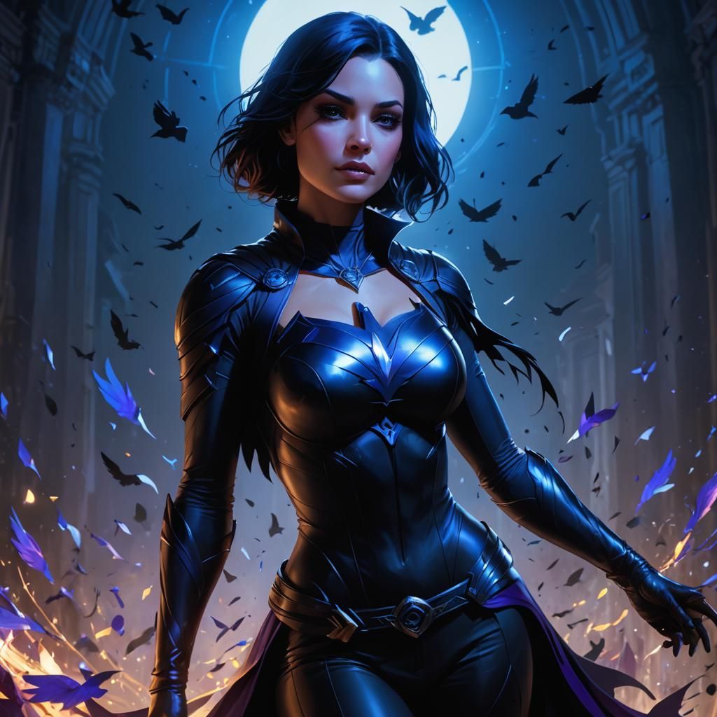 Raven DC Comics Portrait in Hyperdetailed Style