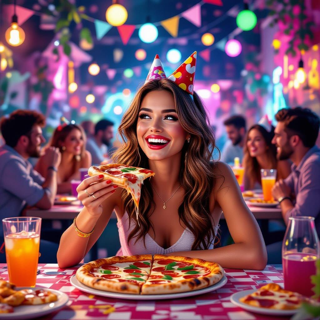 lora:pizza, pizza party