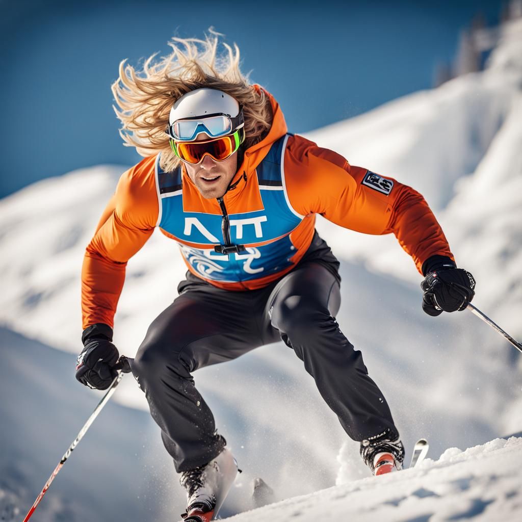 Skiing Jump Action Shot with Bokeh Background