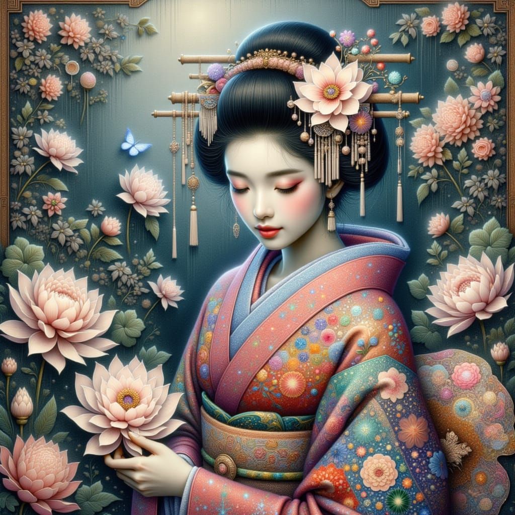 Mystical Geisha Portrait in Watercolour