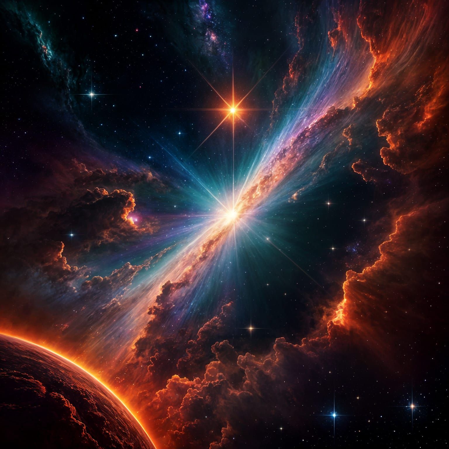 Fantasy Space Quasar Shines in Distant Nebula