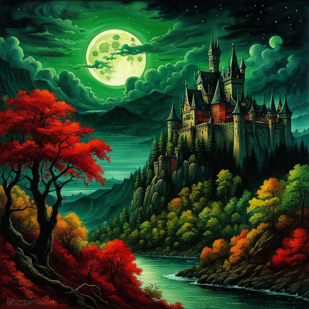 Dracula's Castle: A Cinematic Horror Illustration
