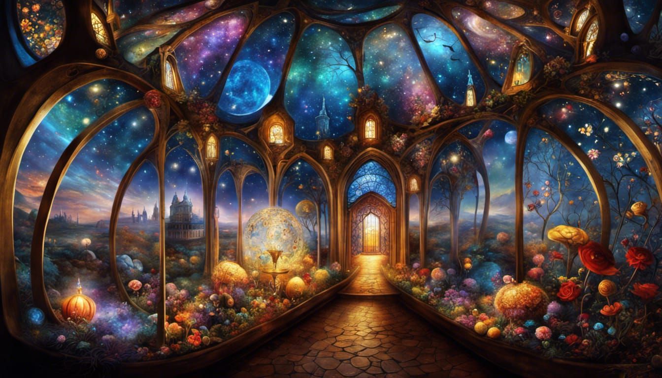 Surreal Stained Glass Spiral Dreamscape