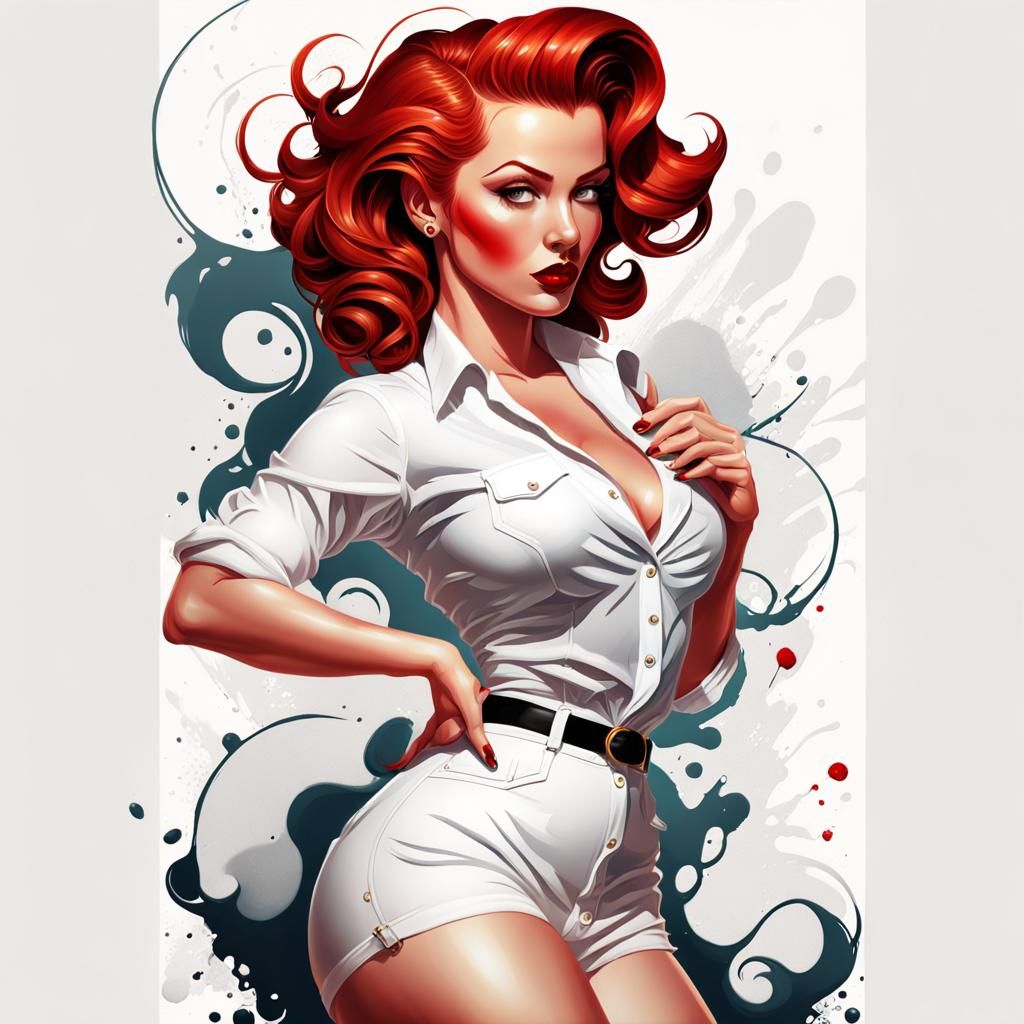 Rockabilly Woman in Vector Art Style
