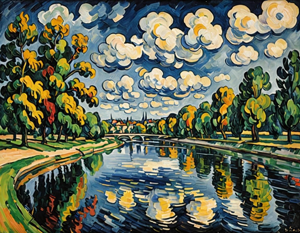 River Seine at Chatou: Fauvist Style Painting