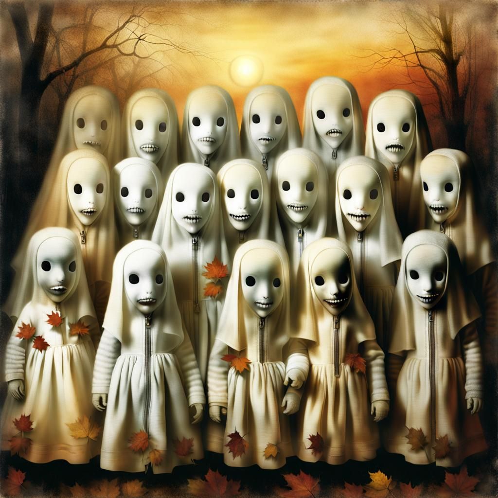 Haunting Vintage Photo of Zipper-Mouthed Figures