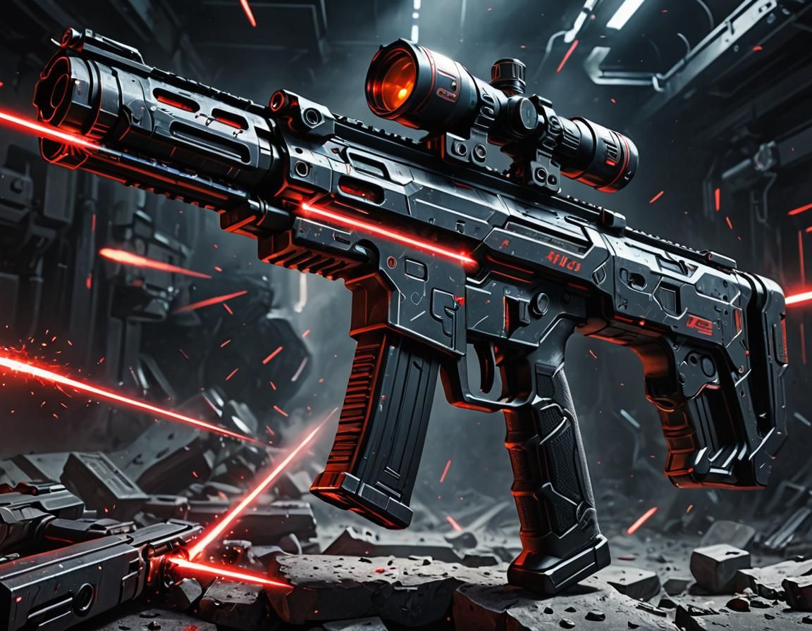 Sci-Fi Laser Rifle with Glowing Energy Magazine