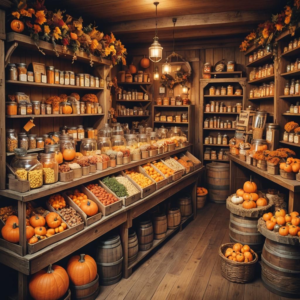 Rustic Candy Shop in Golden Autumn Light