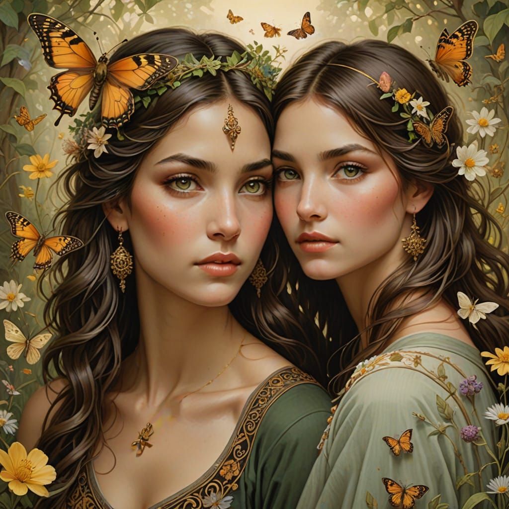 Elegant Women Transformed by Nature's Honeyed Beauty